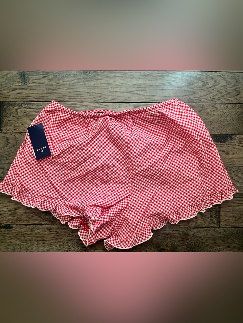 Parke Red & White Gingham Shorts size small new - Picture 2 of 4